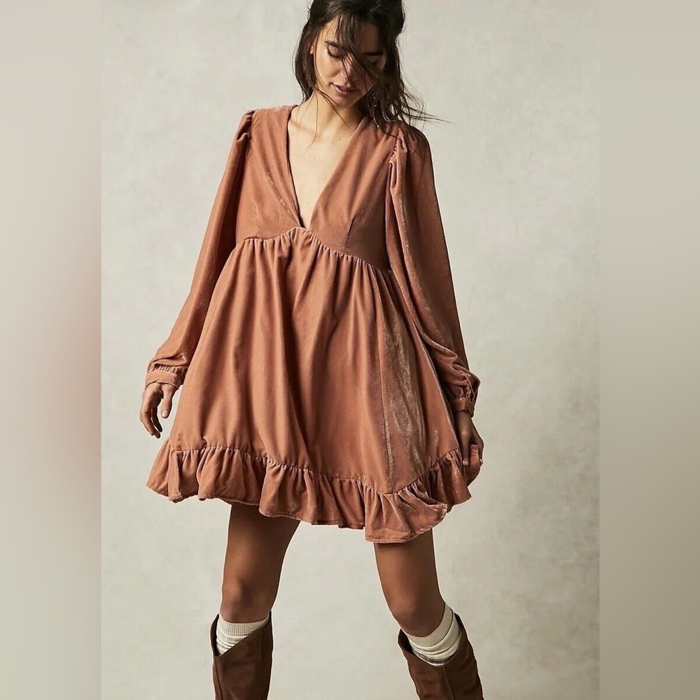 Free People Estella Velvet Mini dress Pink/Rose size XS NWT